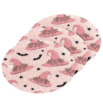 Pink Halloween Witch Hats Dish Scrub Sponges Kitchen Non Scratch Reusable Compressed Cellulose Sponge Hanging for Household Cleaning Washing Dishes Pots and Pans 3 Pack - color: Pattern7