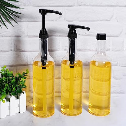 Maxdot 12 Pcs 25 oz Syrup Bottles with Pump Long Neck Bottles Plastic Syrup Pump Dispenser for Coffee Bar Accessories Home Party (Black) - color: Black