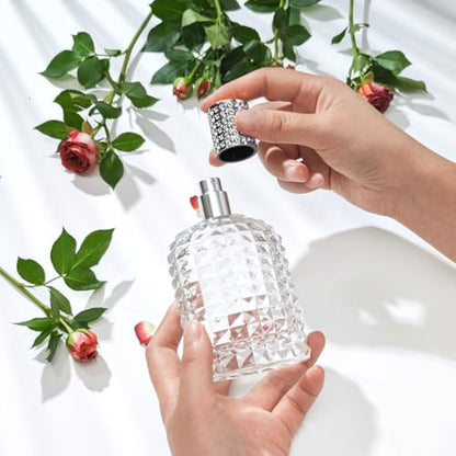100ml/3.4 Oz Glass Spray Bottle Perfume Atomizer,Empty Travel Refillable Perfume Spray Bottle with 3 Kinds of Dispenser (A1) - style: A1