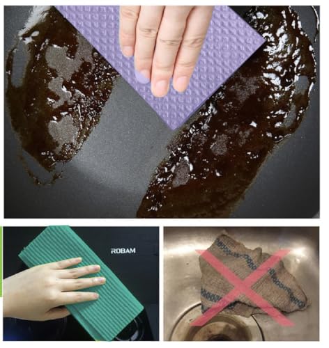 Reusable Cleaning Cellulose Sponge Cloths Absorbent Wipes Clean Kitchen Car Dish Eco-Friendly Dishcloth Hand Towel Auto (2 Pack (10pcs)) - style: 10pc - Vacuum