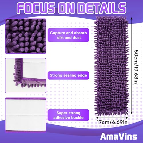 AmaVins 2 Pack Pet System Microfiber Sweeping Pad, Reusable Pet Replacement Mop Pad for Bona Mop & Multi-Surface Floors, 18 Inch Washable Cleaning & Dusting Pads, Attracts & Picks Up Pet Hair