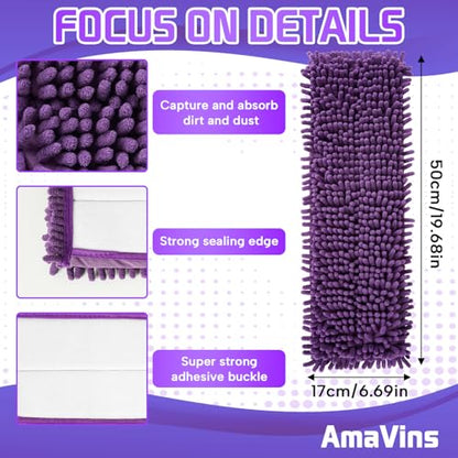 AmaVins 2 Pack Pet System Microfiber Sweeping Pad, Reusable Pet Replacement Mop Pad for Bona Mop & Multi-Surface Floors, 18 Inch Washable Cleaning & Dusting Pads, Attracts & Picks Up Pet Hair