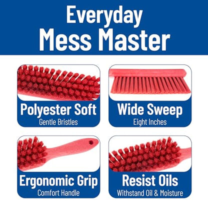 SPARTA 8 Inch Soft Counter Brush with Polyester Bristles and 5 Inch Handle, Color Coded Handheld Broom for Tables Countertops and Foodservice Surfaces, 13 Inch Overall Length, Red, Pack of 6 - color: Red