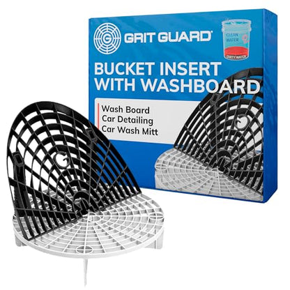 Grit Guard The Original Bucket Insert with Washboard Combo | Removes Dirt from Wash Mitt for Detailing | Car Wash Bucket Insert & Washboard | Black/White - Made in the USA - color: Black/White