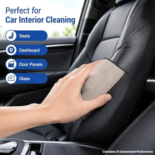 MAQIHAN Microfiber Applicator Pad - 4PCS Microfiber Pads Detailing Sponge, 5x4 Inch Car Interior Detailing Kit for Leather Sofa Shoes Bags, Car Wash Sponge for Household Cleaning