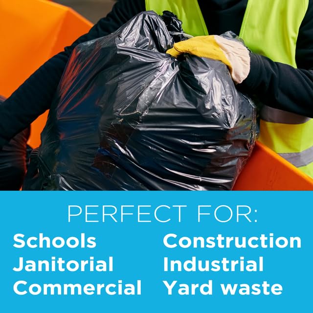 Highbar Select Large Black Trash Bags 55-60 Gallon Heavy Duty, 150 Count, High Density, 22 Micron, 38" x 60", Ideal for Schools, Janitorial, Bathrooms, - style: 55-60 Gal, 22 Micron Equiv, 150 Count, Black