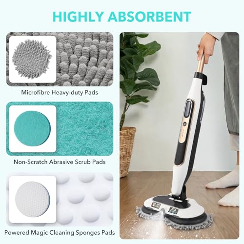 Frescares 6 Packs Steam Mop Pads Replacement Power Pads Compatible with Shark,S8201 S8001 S7001 S7201 S7000AMZ S7000 S7005 S7020 S7001C Dirt Grip Scrub Adsorb Washable Pad - color: 6grey