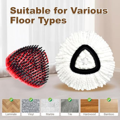 7 Pack Mop Heads Replacements for O Cedar EasyWring 1 Tank,Spin MOp Replace Heads for OCedar,Includes 4 Microfiber Mops Refills,2 Upgrade Scrubber Brushes and 1 Base for Deep Cleaning Machine Washable - size: for Ocedar 1 Tank