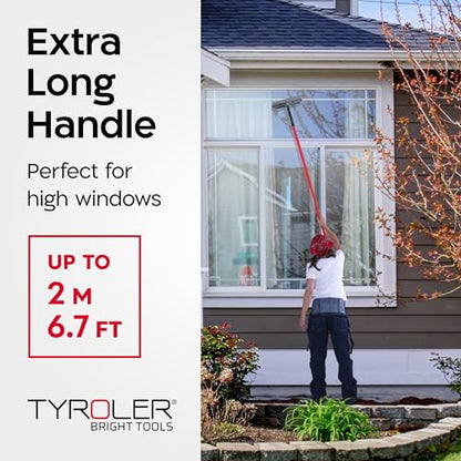 Tyroler Professional Window Squeegee for Home, 12"-80" Long Squeegee for Window Cleaning, 2-in-1 Window Cleaning Squeegee Kit, Indoor & Outdoor Window Cleaner Tool for High Windows & Glass - size: 12''-80''