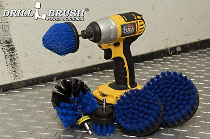 Aquatic All-Purpose Cleaning Brush Set - Medium Stiffness Blue Brushes - Long Reach Extension Attachment Kit - Aquarium Cleaning Products - Fish Tank Cleaner Brushes - Boat Scrub Brush - Hull Scrubber - color: Blue