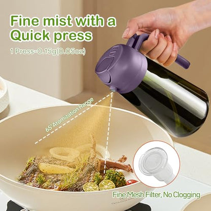 YARRAMATE 16oz/470ml Dark Green Oil Sprayer for Cooking with Stickers, Food-grade Premium 2 in 1 Olive Oil Dispenser Bottle for Kitchen Gadgets, Air Fryer, Salad, Frying, BBQ (Purple) - color: 09_Purple