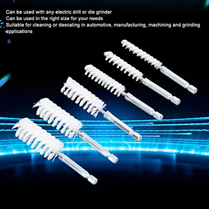 Bore Brush Cleaning Set 6PCS 14 Inch Hex Shank Nylon Brushes for Power Drill, Impact Driver, and General Cleaning - size: Nylon (White)