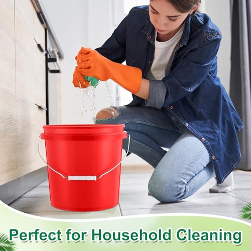 Tioncy 10 Pcs 2 Gallon Plastic Bucket with Lid Heavy Duty 2 Gallon Bucket Pail with Lid Handle for Storage Container Home Household Cleaning (Red) - color: Red