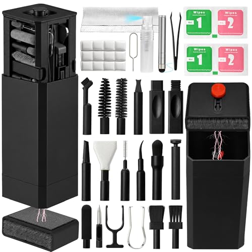 2026 Upgrade Phone Cleaning Kit 47PCS, iPhone Cleaning Kit, Airbuds AirPods Cleaning Kit, Keyboard, Charging Port Cleaner for Apple Lightning/Android USB-C - Includes Putty, Cloth & Wipes (Black) - color: Black (47PCS)