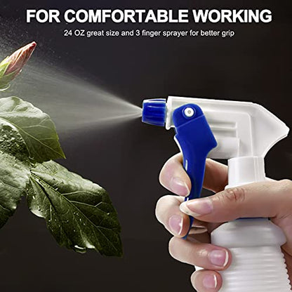 Plastic Spray Bottle, Empty Spray Bottles (2 Pack 24 Oz), All-Purpose Sprayer for Cleaning Solutions, Hair Spray, Bleach, Planting, BBQ, Mist & Stream Water Spraying Bottle with Adjustable Nozzle - size: 2-Pack