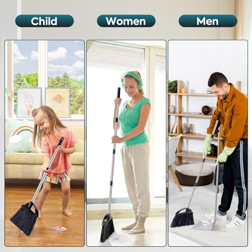 Yangbaga Dust Pans with Long Handle - 35”Heavy Duty Metal Upright Stand Up Dustpan - Long Handled Stand Up Dustpans - Best Dustpans for Home/Lobby/Shop/Garage/Yard - size: dustpan only