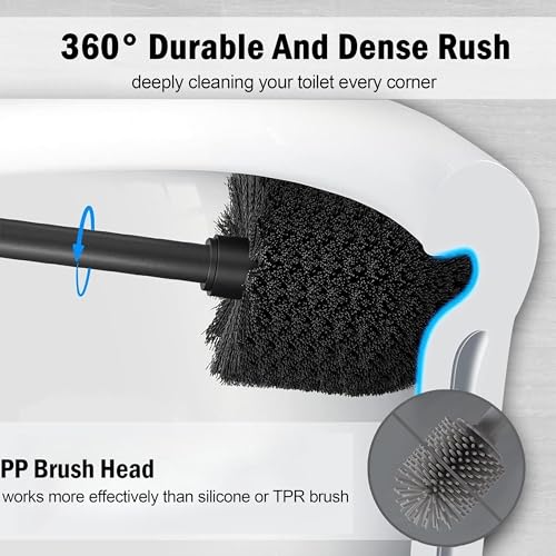 Metal Toilet Bowl Brush with Holder Premium Bathroom Cleaning Set Rustproof Hygienic Durable Elegant Finish - color: Satin Nickel