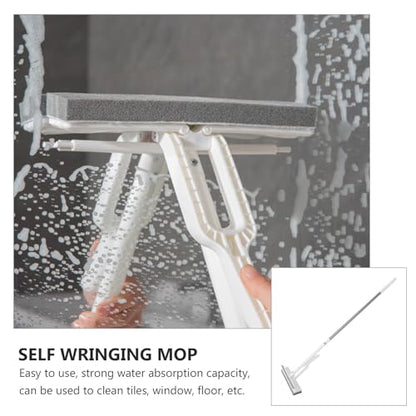 SOLUSTRE Small Self Squeeze Sponge Mop for Floor Cleaning Household Mini Cleaning Tool with Strong Water Absorption Lightweight Mop for Tiles Glass Bathroom Kitchen Use