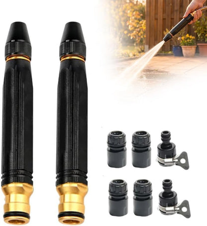 Heavy Duty Adjustable Hose Nozzle, High Pressure Water Spray Nozzle with Leak-Resistant Design, Metal Garden Hose Sprayer for Car Washing, Lawn Care, Patio Cleaning, and Garden Watering (Black 2 pcs) - color: Black 2 pcs
