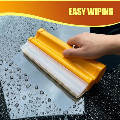 Craedli Car Drying Squeegee, 7.67 Inch Flexible Silicone Water Blade, Scratch-Free Double Row Auto T-Bar Water Scraper Wiper Tool for Washing Windshield, Glass, Window and Shower Doors (1PC) - size: 1PC