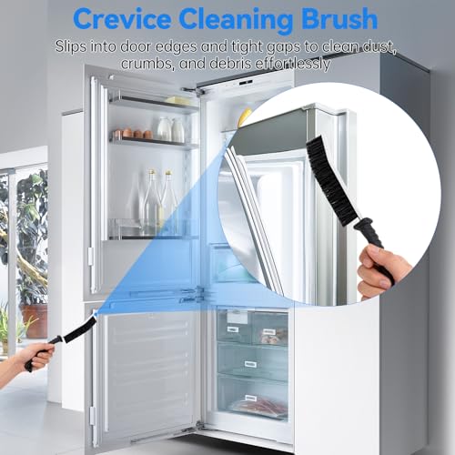 3 PCS Refrigerator Coil Cleaning Brush, Flexible Cleaner Brush Set for Refrigerator Coil, Multi-Use Lint and Dust Remover, with Crevice, Long and Detailing Brushes, Cleaning Tool Set