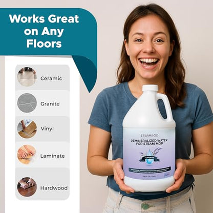 Steam & Go Demineralized Water for Steam Mop – Lavender Scent, 128 Fl Oz | Scented Floor Cleaner Solution, Ready-to-Use, Compatible with Any Steam Cleaner - size: 1 gallon
