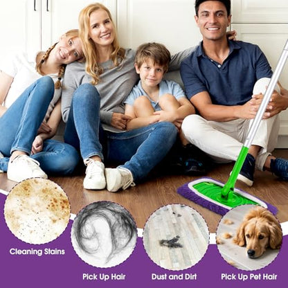 Microfiber Mop Pads,8Pcs Purple Reusable Mop Pads Compatible with Swiffer Sweeper,Dry Flat mop Cover & Washable Wet Pads Refill for Floor Cleaning - color: Purple