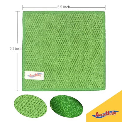 12-Pack Reusable, Scrub Dish Cloth –Non-Scratch Microfiber Scrubber, Planet-Friendly, Easy Rinsing, Quick Dry, Dishwasher Safe Cloth for Kitchen & Household, 5.5 x 5.5 Inch, Blue & Green Assorted