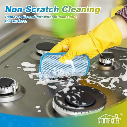 HOMEXCEL 12 Pack Scrub & Wipe Cloths, Scrub Sponges with Non-Scratch Wire Dishwashing Rag for Kitchen, All-Purpose Cloth for Dishes, Pots, Pans, Non-Stick Cookware, Countertops (Blue) - color: Blue