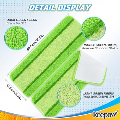 Libman 2 Pack Freedom Spray Mop Pad Refill, 16 in Microfiber Reusable Floor Cleaning Pad for Multi-Layer Floors - color: Green-2 Pack