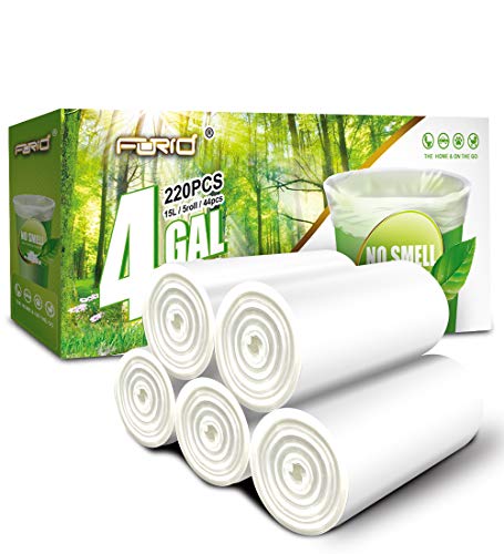 FORID Clear Small Trash Bags - 4 Gallon Garbage Bags Wastebasket Bin Liners 220 Count Plastic Trash Bags for Bathroom Bedroom Office Trash Can - style: 4 Gal (220 Count)