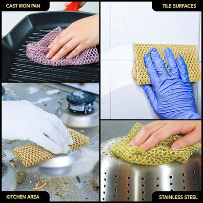 Heavy Duty Dish Scrubbers, Non-Scratch Scouring Pads - Odorless & Long Lasting Mesh Dish Cloth - Replace Sponges - Kitchen, Floor and Bathroom Usage - Made in Korea (2 Pcs) - color: 2pcs Scourer (1pk of 2)