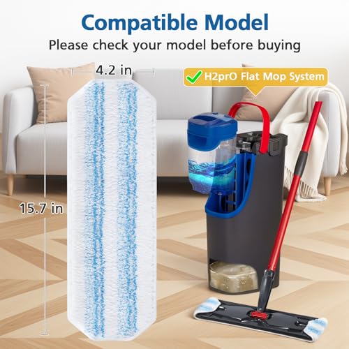 6 Pack H2prO Mop Pads Compatible with O Ceda H2PrO Flat Mop System, 100% Microfiber Mop Head Replacements, Washable and Reusable for H2prO Mop Refills, White - color: 6 Pack-white