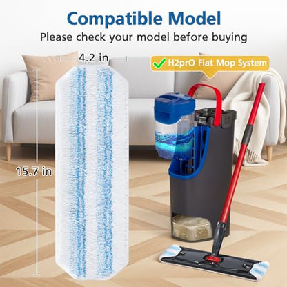10 Pack H2prO Mop Pads Compatible with O Ceda H2PrO Flat Mo p System, 100% Microfiber Mop Head Replacements, Washable and Reusable, White - color: 10 Pack-white