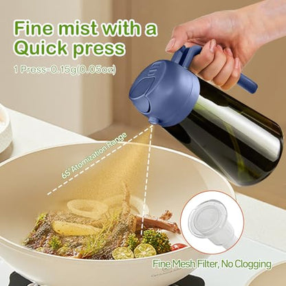 YARRAMATE 16oz/470ml Dark Green Oil Sprayer for Cooking with Stickers, Food-grade Premium 2 in 1 Olive Oil Dispenser Bottle for Kitchen Gadgets, Air Fryer, Salad, Frying, BBQ (Navy) - color: 05_Navy