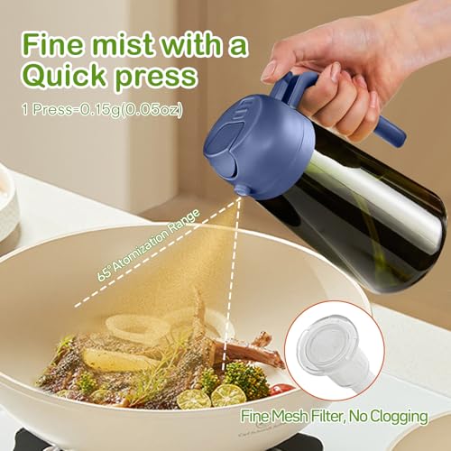 YARRAMATE 2Pcs 16oz/470ml Dark Green Oil Sprayer for Cooking with Stickers, Food-grade Premium 2 in 1 Olive Oil Dispenser Bottle for Kitchen Gadgets, Air Fryer, Salad, Frying, BBQ (Black&Navy) - color: 19_2Pcs Black&Navy