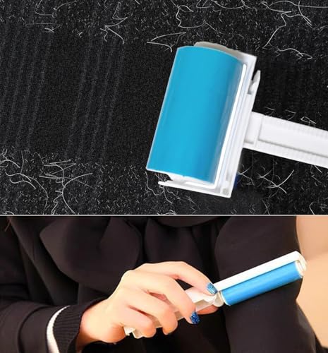 Reusable Sticky Lint Roller 4 Pack with Cover, Washable Portable Pet Hair Remover for Clothes, Travel, 2 Large and 2 Mini Size for Furniture, Car, Purse