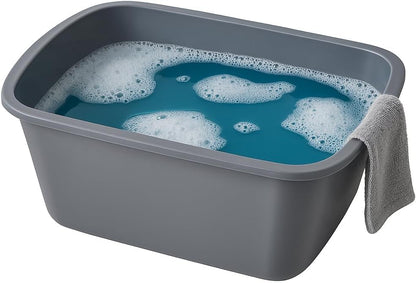 Vakly Wash Basins – Rectangular Plastic Hospital Bedside Soaking Tub (Pack of 5) Small 7 Qt Graduated Bucket - Portable Washbasin for Washing, Cleaning, Foot Bath, Dishes, Face Cleansing Bowl (5)