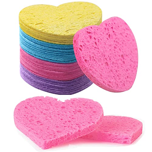 50-Count Facial Sponges Compressed, 100% Natural Cellulose Face Sponge Professional Cosmetic Spa Sponges for Face Cleansing, Exfoliating Mask, Makeup Removal for Travel and Home, Mixed - color: 50- Pack Mixed