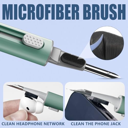 【1 Pack】 Cleaner Kit for Apple Airpods 4 Case,Cleaning Kit Pen Shape with Soft Brush Flocking Sponge Tool for Bluetooth Earphones Headphones Charging Case,Phone,Camera and Computer(Green) - color: B9-Green
