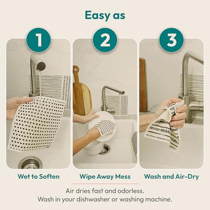 FEBU Swedish Dishcloths for Kitchen | 5 Pack Neutral Reusable Paper Towels Washable | Swedish Dish Towels | Non-Scratch Cellulose Sponge Cloths | No Odor, Biodegradable Cleaning Cloths - color: Neutrals