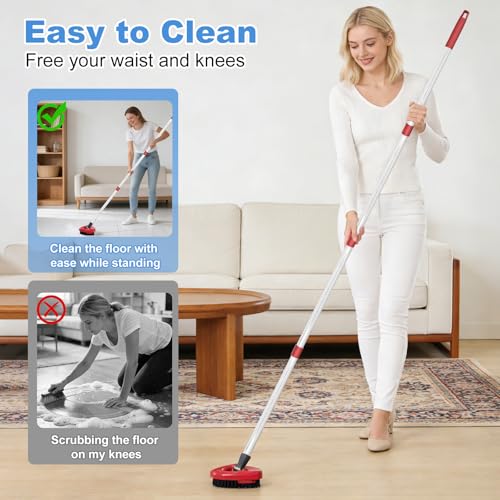 Mop Handle for O Cedar RinseClean 2 Tank System, Scrub Brush and Spin Mop Base Compatible with O-Cedar, 4-Section Spin Mop Handles and Base for RinseClean Spin Mops - color: 1brush Set