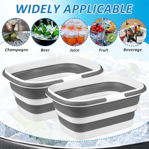 2 Pack Ice Buckets for Parties, Foldable Beverage Tub, Collapsible Ice Bucket for Wine/Beer/Champagne, Large Beer Ice Buckets Drink Cooler, Space Saving Ice Storage Tub Ice Cube Bin (8.5L*2) - color: Streak