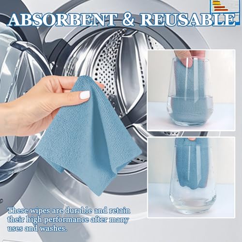 wuyaoyao 50PCS Microfiber Cleaning Cloth Roll, 10"×10" Tear Away Microfiber Towels, Reusable Washable Cloth Paper Towels, Multi-Purpose Cleaning Rags for Car Home Kitchen Garage Shop (Blue) - color: Blue