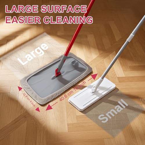 KeFanta Extra Large Microfiber Flat Mop for Floor Cleaning,16” Wide Dust Mop with 2 Reusable Pads,55" Long Handle Wet & Dry Sweeper Kit for Hardwood,Tile,Laminate,Vinyl Floor