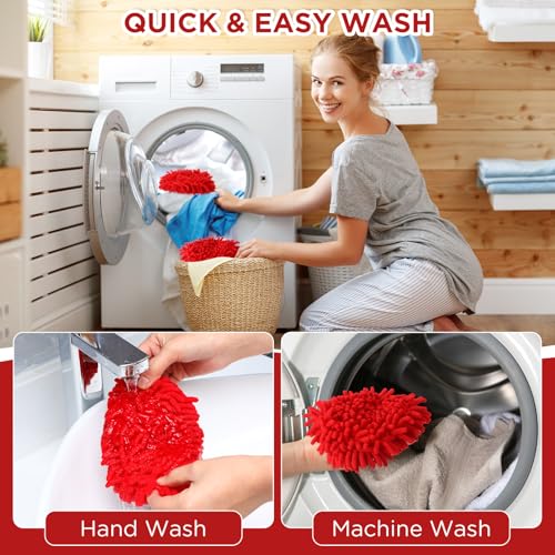 Baderke 3 Pack Chenille Mop Heads Replacements Compatible with 1 Tank System Chenille Duster Replacement Heads Microfiber Spin Mop Refill Pads Reusable Dust Refills for Floor Cleaning (Red) - color: Red