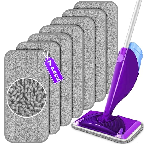 Reusable Mop Pads for Swiffer WetJet, Wet Pads Refills for 12'' Spray Mop, Microfiber Refill Machine Washable Up to 100+ Floor Cleaning for All Kinds of Floor Types, 7 Pack - color: Gray