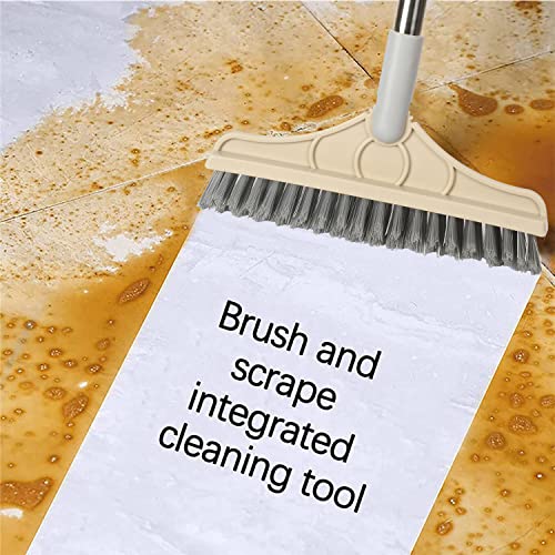 2 in 1 Cleaning Floor Scrub Brush Floor Brush Scrubber New Upgraded 53.5" Long Handle Grout Brush Scrape V-Shape Stiff Bristle Cleaning Brush with Squeegee 120°Rotating Tile Brush for Bathroom - color: Gray
