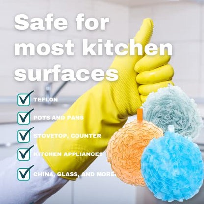 Reusable sponge, washable scrubber, non-scratching, odorless dish scrubbie - Peony collection 1ct (Orange) - color: Orange