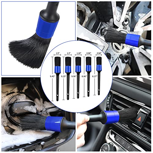 Wontolf 62'' Car Wash Brush Kit with Long Handle, Microfiber Car Wash Mop Mitt, Car Cleaning Detailing Kit, Exterior Interior Car Cleaning Supplies for Cars RV Truck Boat - color: Blue-18pcs